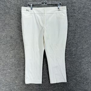 7th Avenue Cropped Jeans Women 14 White Denim Light Wash High Rise Tapered